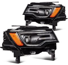 ECCPP Headlights Assembly For Jeep Grand Cherokee 2019-2021 Pair Kit Black Amber 6B93BC-57