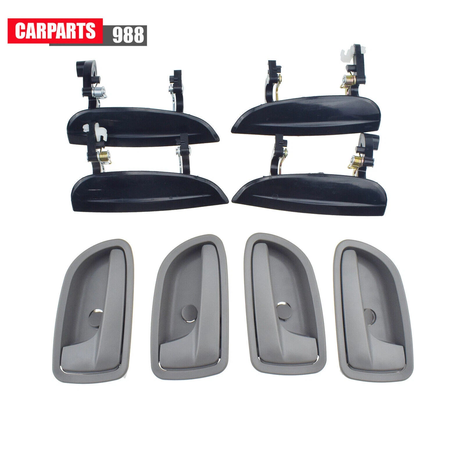 Set of 8 Outside Black & Inside Gray Door Handle For 2003 2004-2005 Kia Rio 1.6L 6B93BC-57