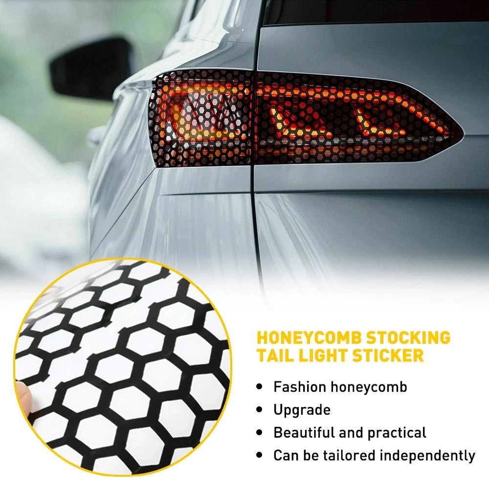 2* Black Honeycomb Sticker Car Rear Tail Light Cover Tail-lamp Decal Auto Parts 6B93BC-57