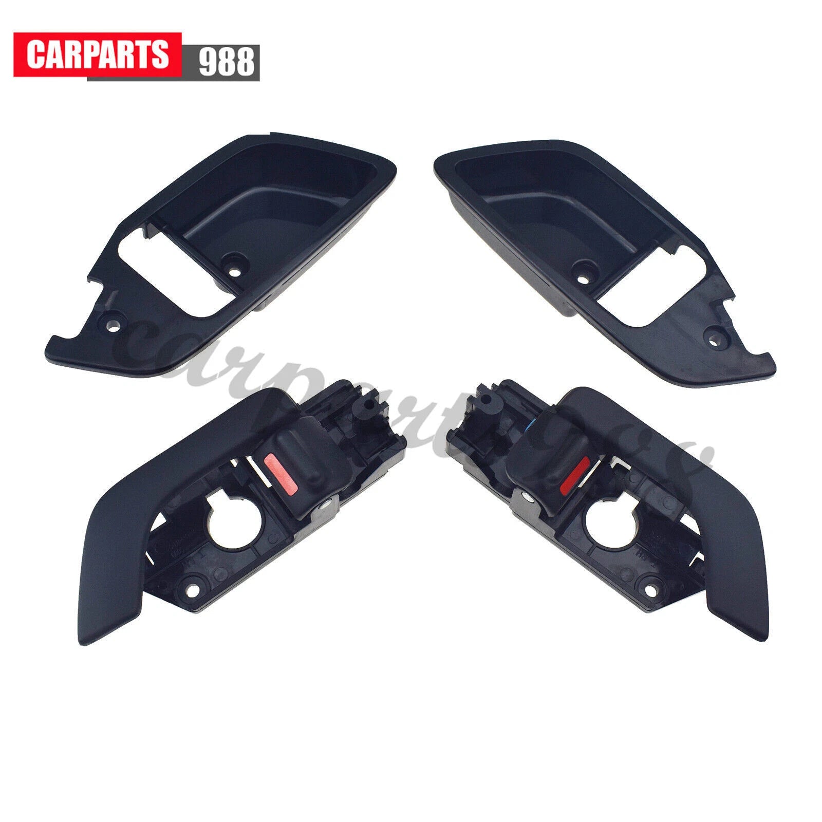 Pair Left Right Black Inside Door Handle + Bezel for 2003-2008 Hyundai Tiburon 6B93BC-57