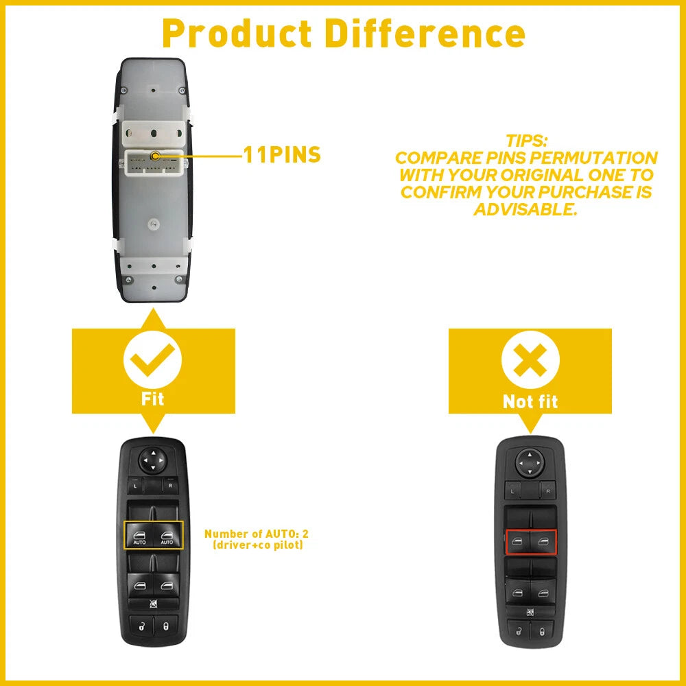 Master Power Window Switch For 2014 15-2019 Jeep Grand Cherokee 3.6L 4-Door EOA 6B93BC-57