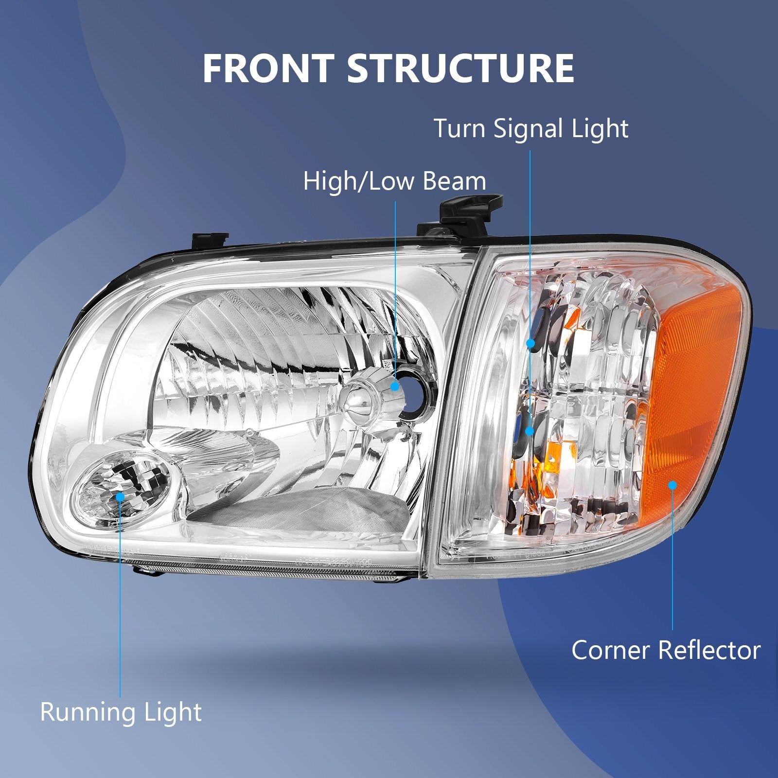 Pair Kit Headlights For 2005-06 Toyota Tundra 2005-07 Toyota Sequoia Chrome 6B93BC-57