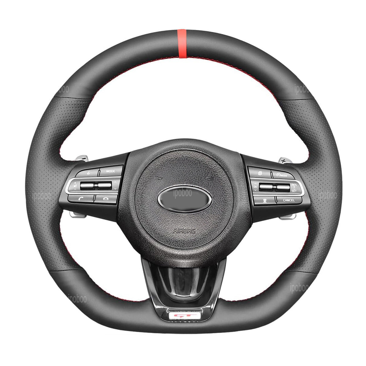 Steering Wheel Wrap For Kia Stinger 2018-2022 Black Perforated Leather Cover