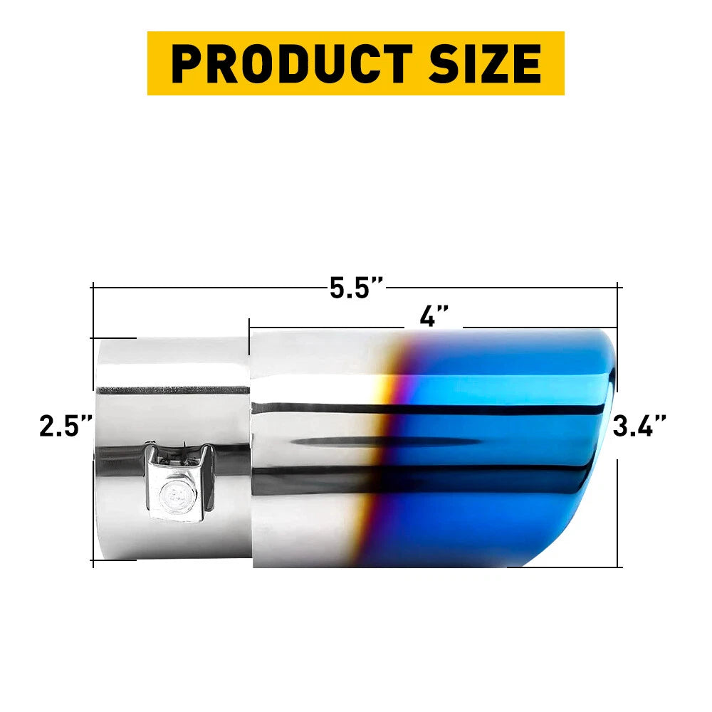UK 2.5" Car Exhaust Tip Muffler Straight Tail Trim Pipe Cover Stainless Steel 6B93BC-57