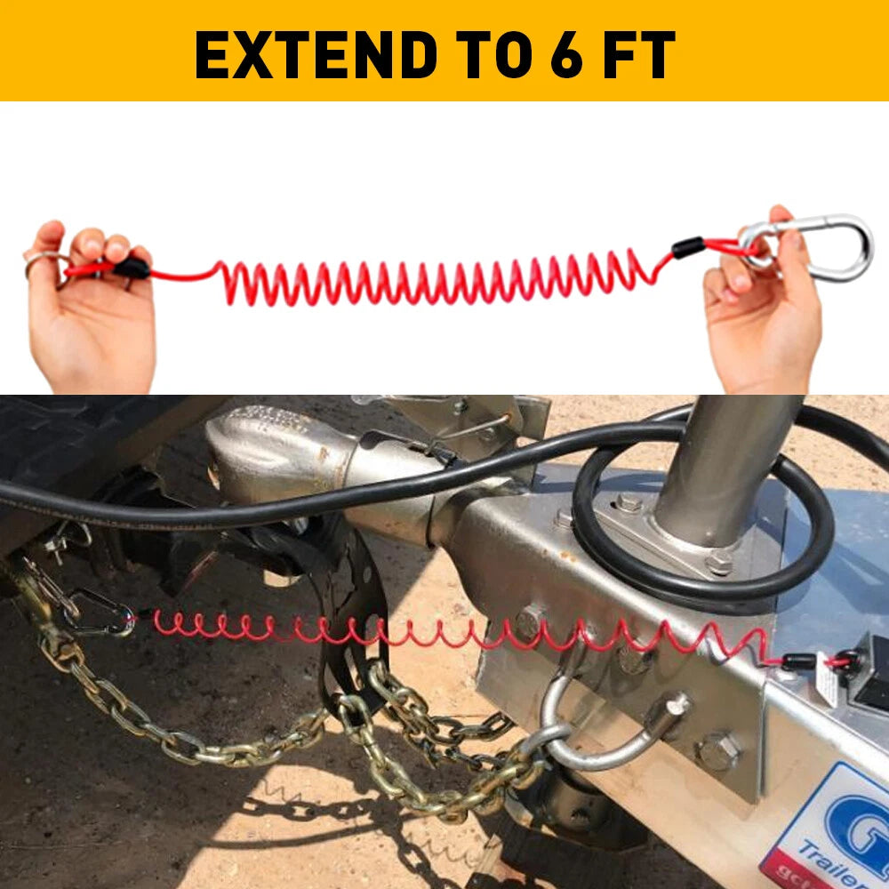 2pcs Breakaway Trailer Cable Trailer Spring Safety Rope Coiled Brake Away Cable 6B93BC-57