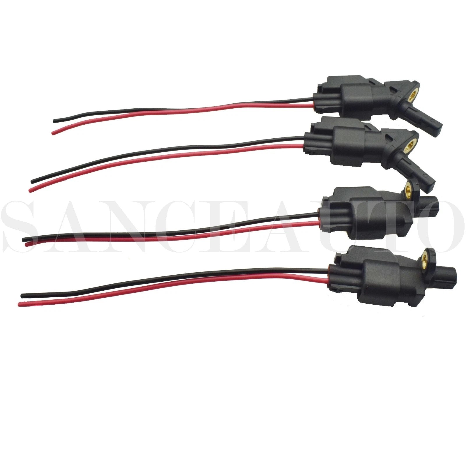 4pc ABS Wheel Speed Sensor W/ Connector Front Rear For Ford Jaguar Lincoln Volvo 6B93BC-57