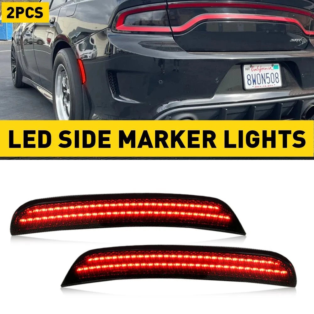 For 2015-2021 Dodge Charger Red Lens LED Rear Bumper Side Marker Light Lamp EOA 6B93BC-57