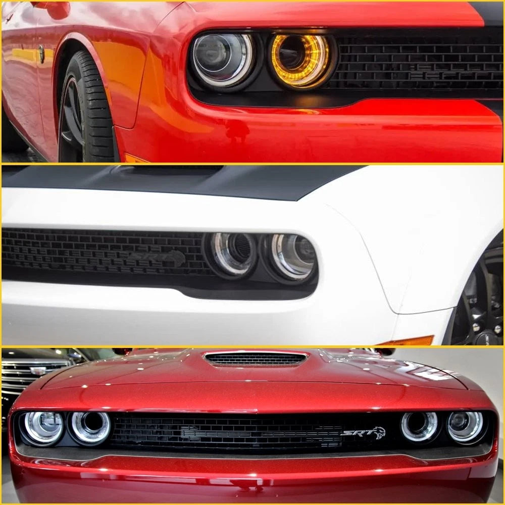 Front Lamp Headlight Bezel Trim LH RH Pair Set for 08-14 Dodge Challenger Black 6B93BC-57