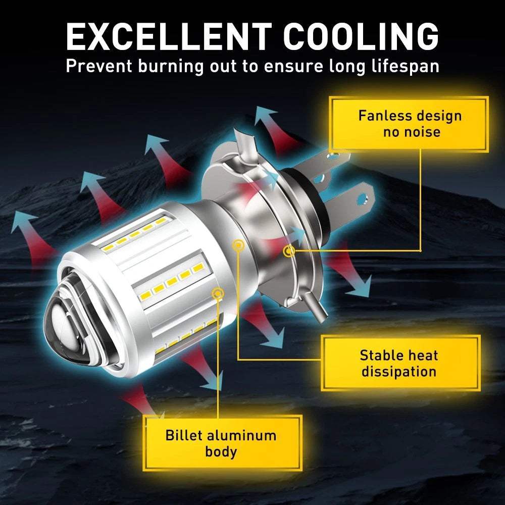 For Motorcycle 6500K H4 LED Hi/Lo Beam Front Light Bulb Super Bright Headlight A 6B93BC-57