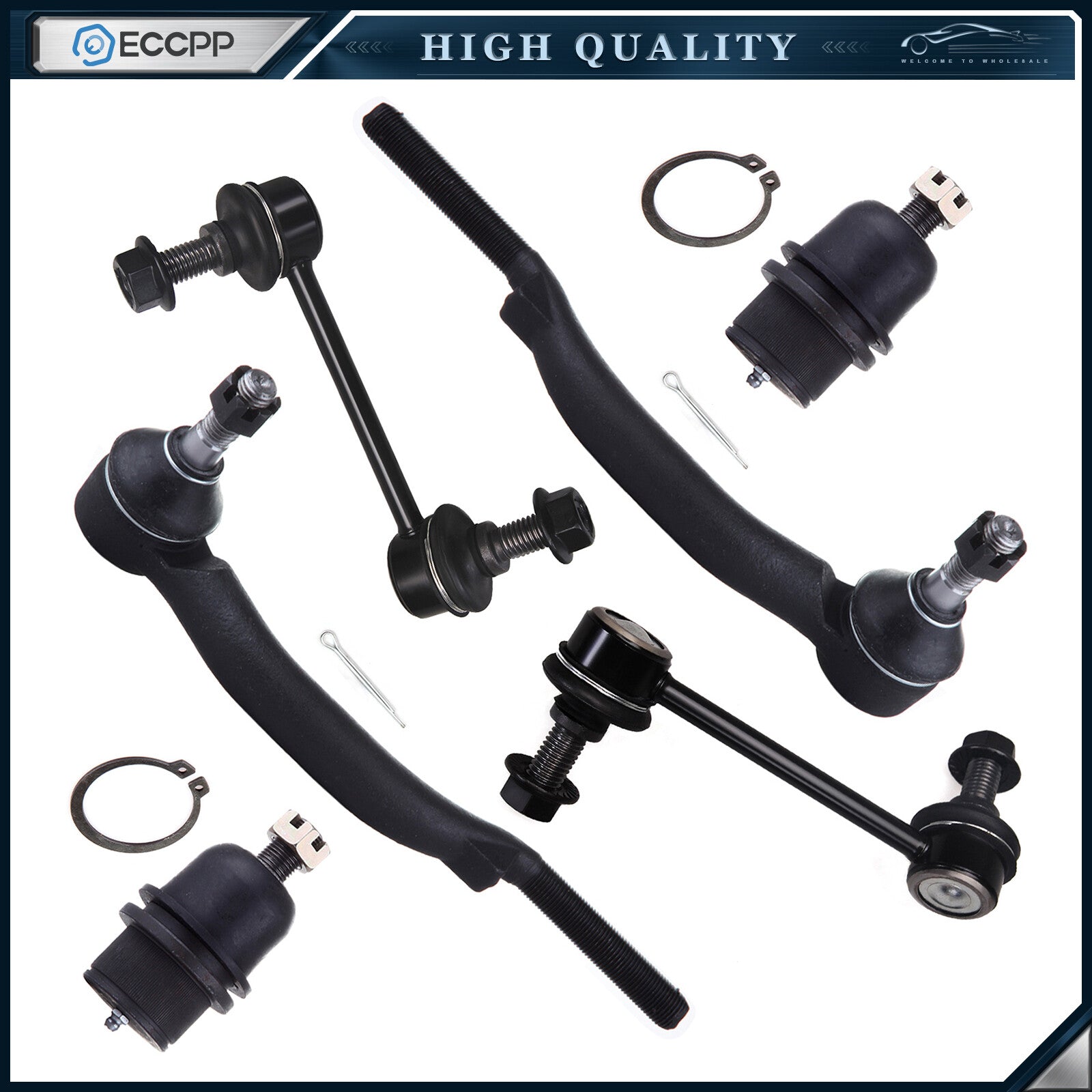 6Pcs Front Tie Rod End Lower Ball Joint Sway Bar For Chevrolet Trailblazer GMC 6B93BC-57