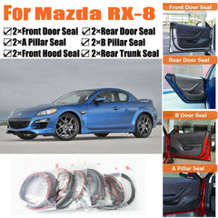Door Rubber Seal Strips Weather Draft Wind Noise Reduction Kit For Mazda RX-8