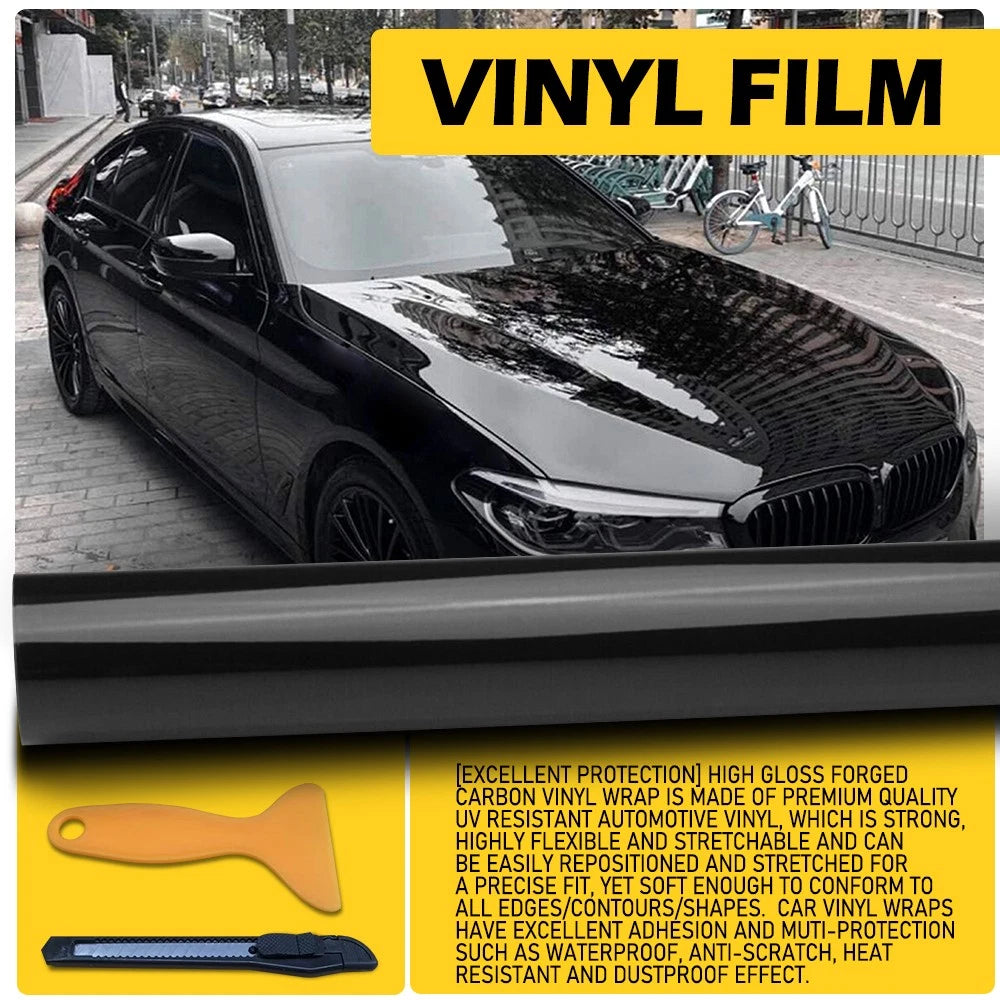 Gloss Black Vinyl Automotive Wrap Film Roll Wrap Car Stickers 59IN x 11.8IN EOA 6B93BC-57