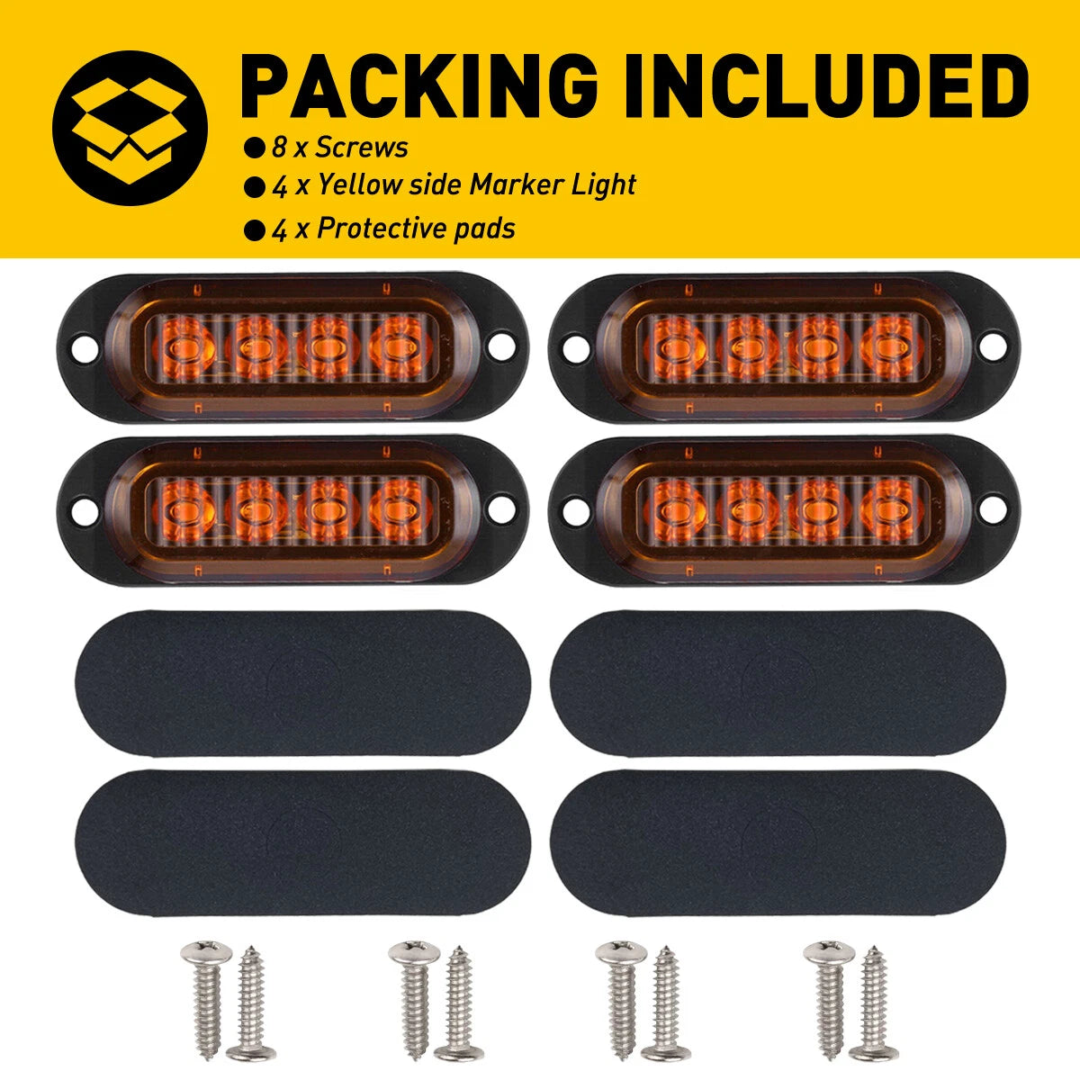 4X 4-LED Side Marker Amber Lights Clearance Light Truck Trailer RV Waterproof EA 6B93BC-57