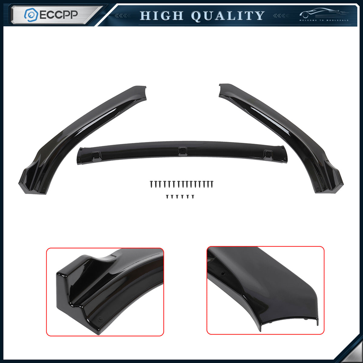 For 2014-2018 Mazda 6 Sedan Glossy Black Front Bumper Body Kit Spoiler Lip