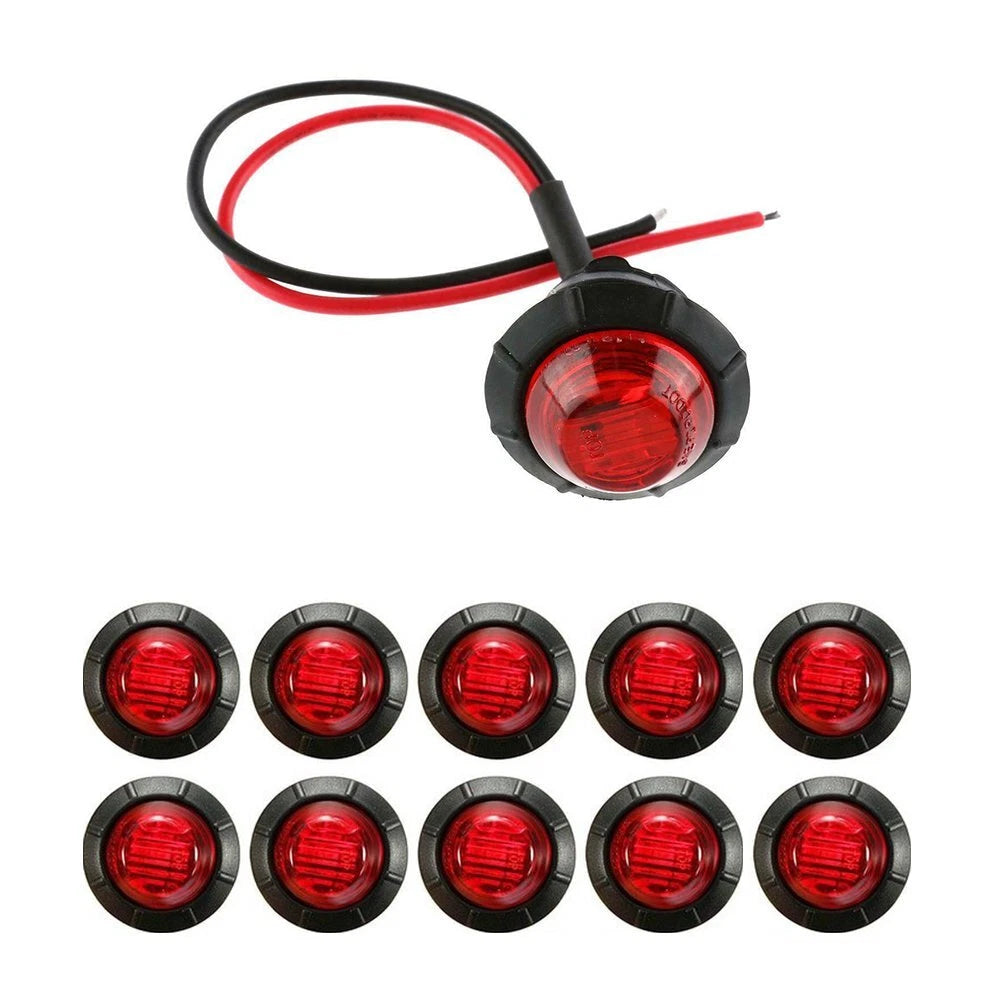 10X Red 3/4 Bullet LED Side Round Marker Lights For Trailer Truck RV Pickup EOA 6B93BC-57