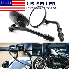 Black Round Motorcycle Mirrors For Harley Sportster Softail Dyna Touring Bobber