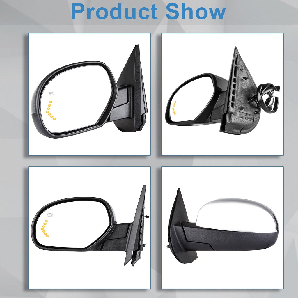 Chrome Mirror for 07-13 Chevy GMC Power-Fold Driver Side Heated Memory Signal 6B93BC-57