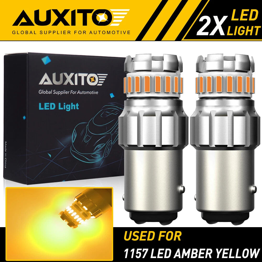 2X AUXITO 1157 Amber yellow LED Turn Signal Parking Light Bulb Error Free EOA AUXITO