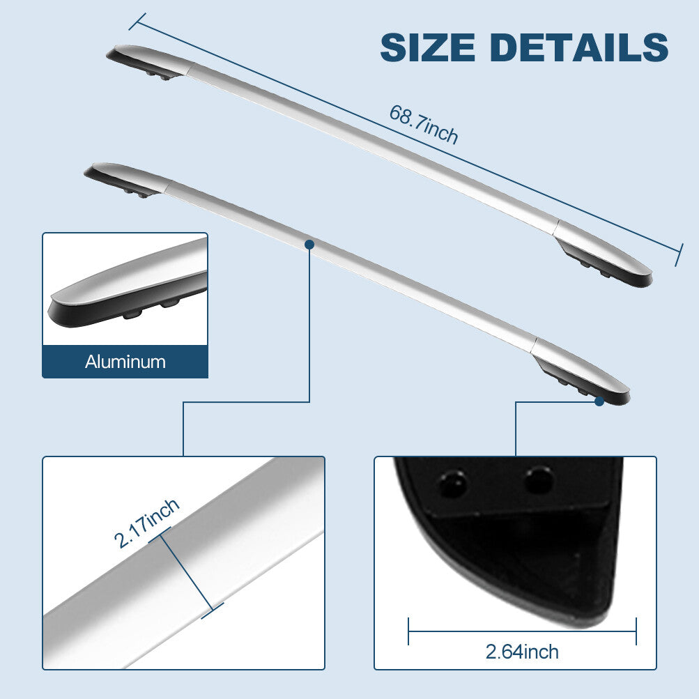 2Pcs Roof Rack Side Rails Cargo Carrier For 2015-2016 Toyota RAV4 4Dr Aluminum 6B93BC-57