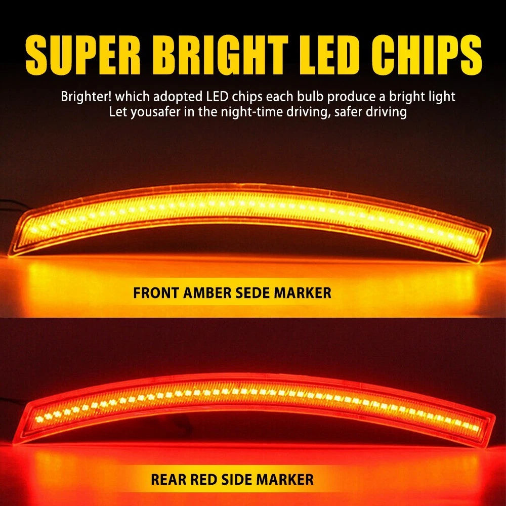 Set For 14-19 Chevy Corvette C7 Full LED Clear Turn Signal Side Marker Lights EA 6B93BC-57
