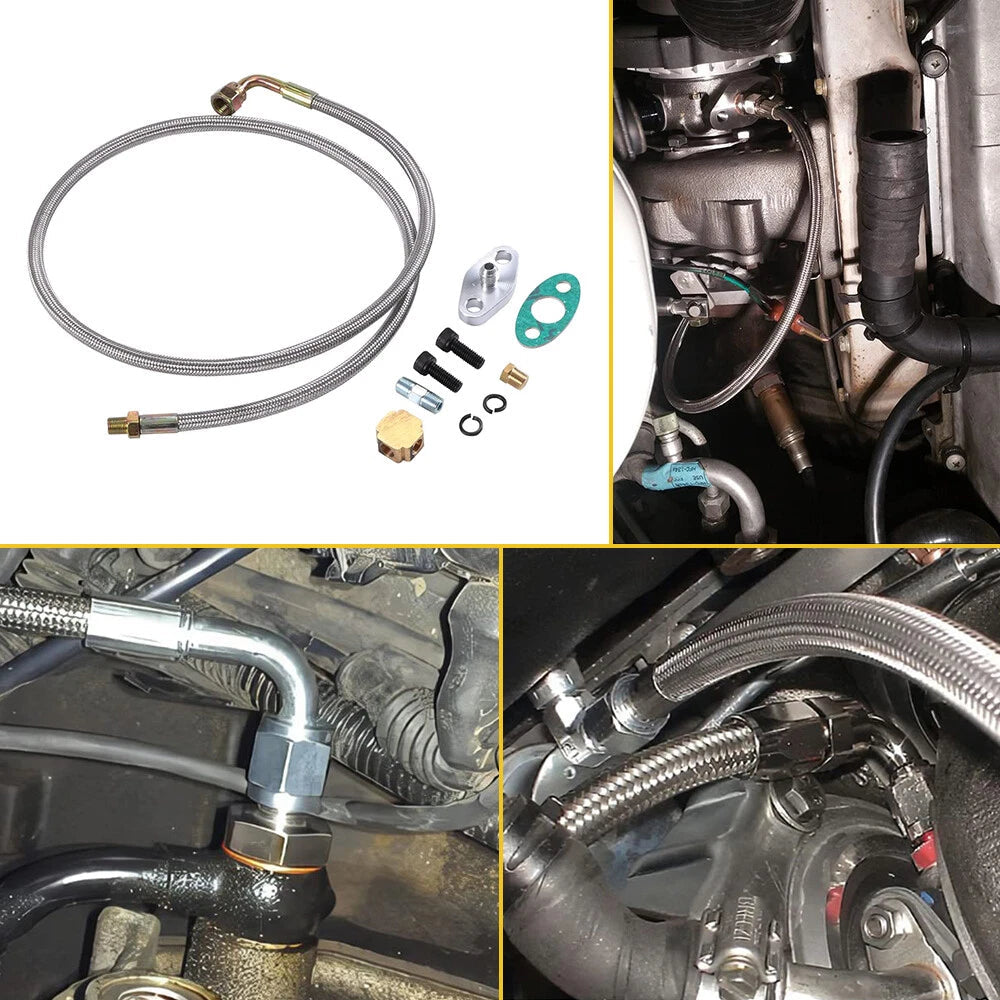 Turbo Oil Return + T3/T4/T04E Feed Line Complete Kit For Honda T3/T4 6B93BC-57