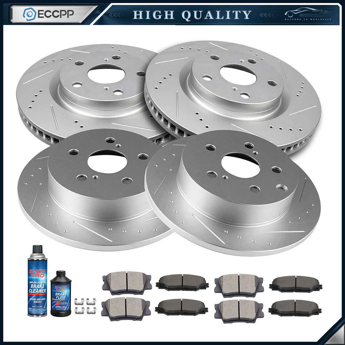 Ceramic Brake Pads And Rotors Front Rear For 2006 2007 2008-2018 Toyota RAV4 6B93BC-57