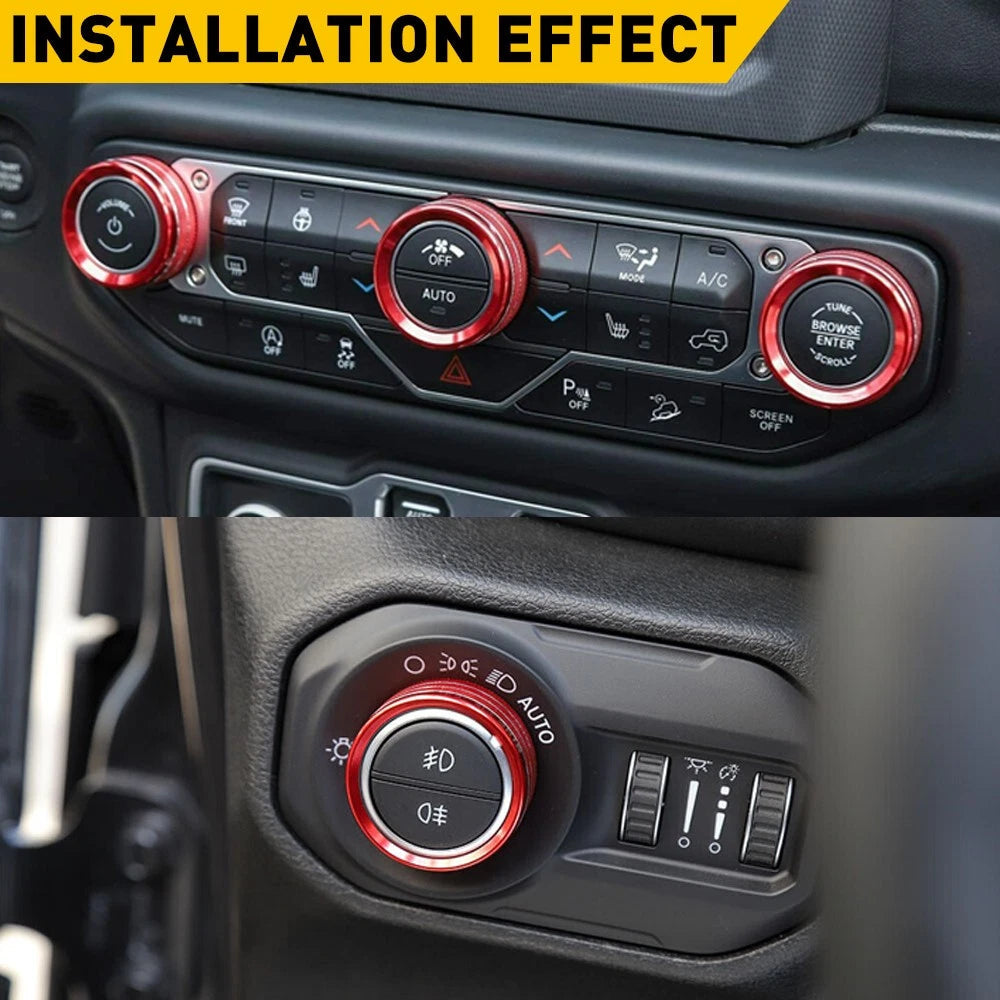 AIR CONDITIONER HEADLIGHT RADIO SWITCH KNOB TRIM COVER FOR 20-23 JEEP GLADIATOR 6B93BC-57