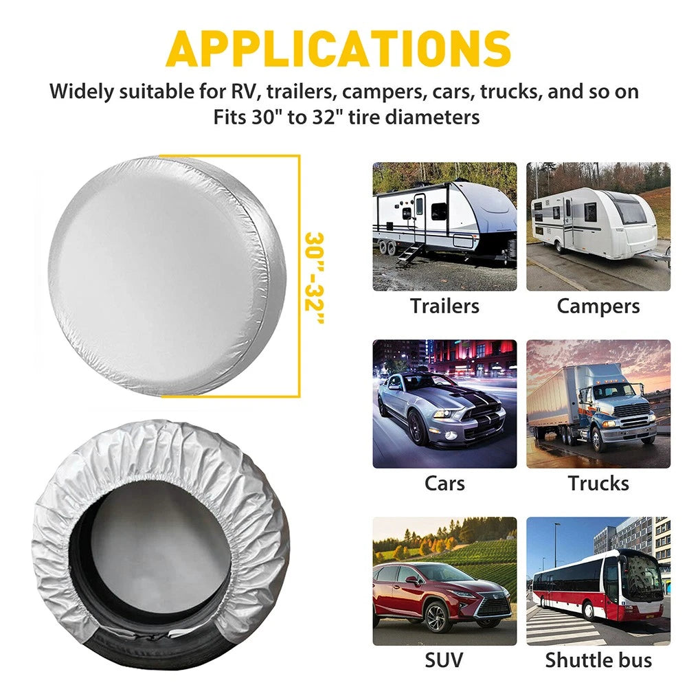 30-32" Waterproof Tire Cover Wheel Type RV Trailer Camper Sun Protector EOA 6B93BC-57