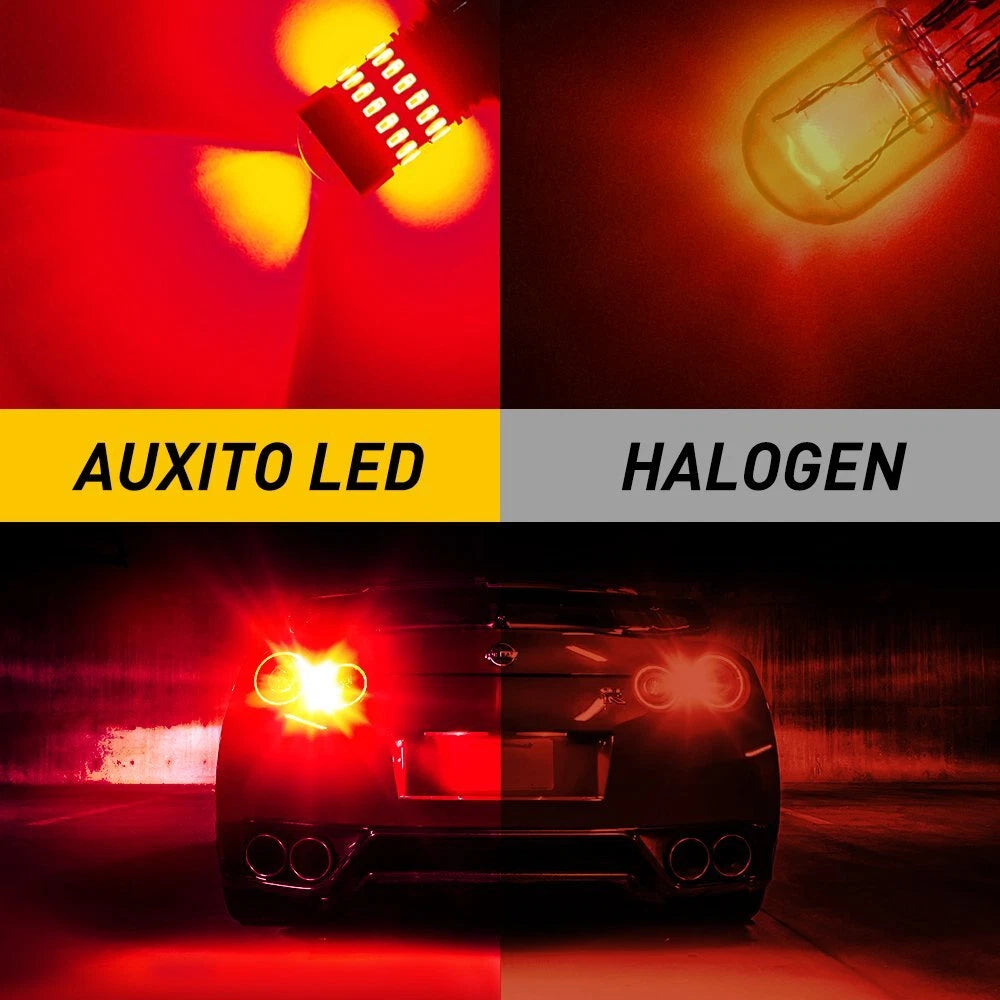 2-10x AUXITO 7443 Red LED Strobe Flashing Blinking Brake Tail Light Parking Bulb AUXITO