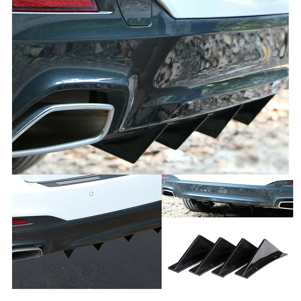 For Dodge Charger Challenger Rear Diffuser Shark Fins Bumper Lip Splitter Glossy 6B93BC-57