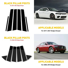 Piano Black Pillar Posts for Dodge Charger 11-21 Set 6pc Door Window Trim Cover 6B93BC-57