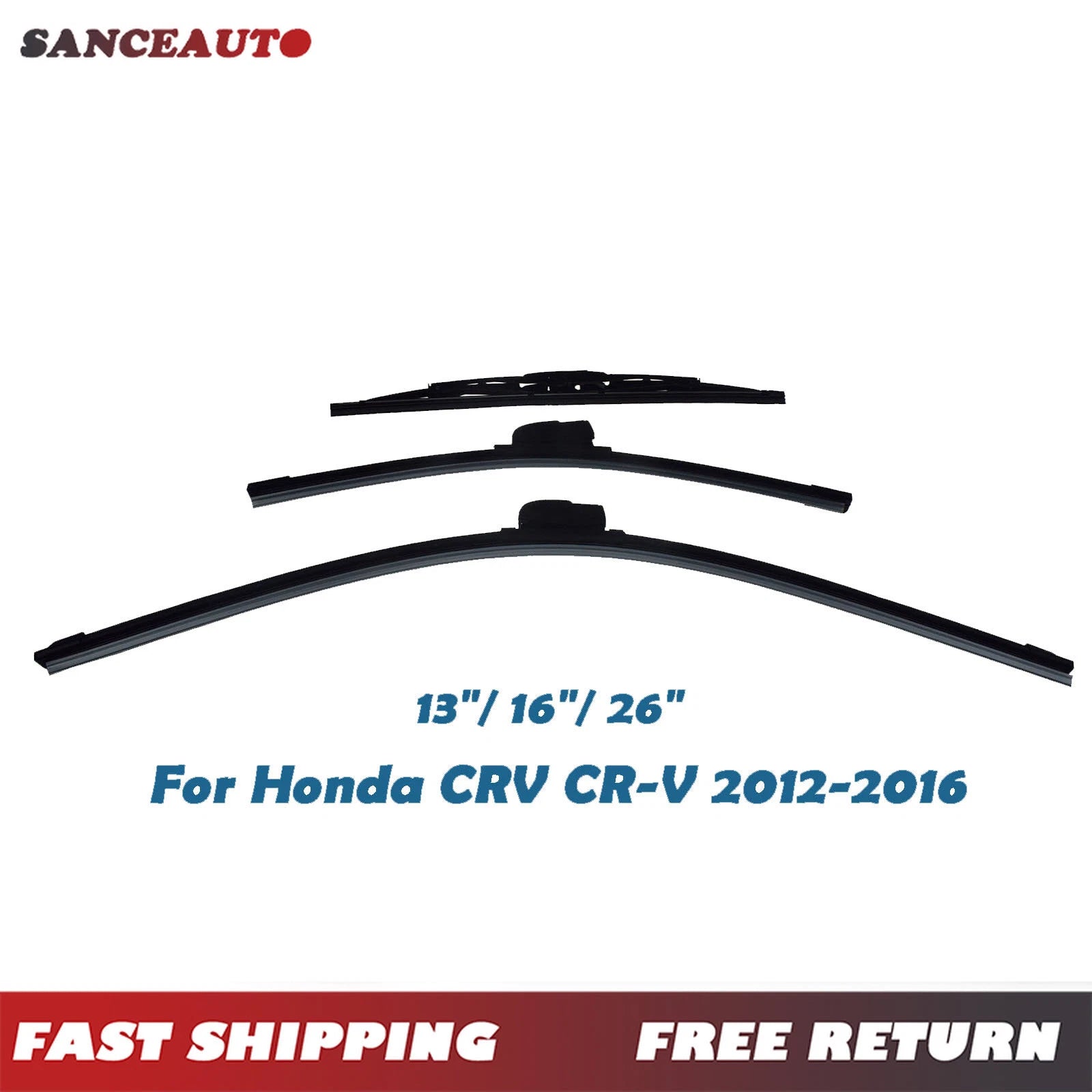 Front Rear Windshield Wiper and Blade 3PCS For Honda CRV CR-V 2012-2016 1504360 6B93BC-57