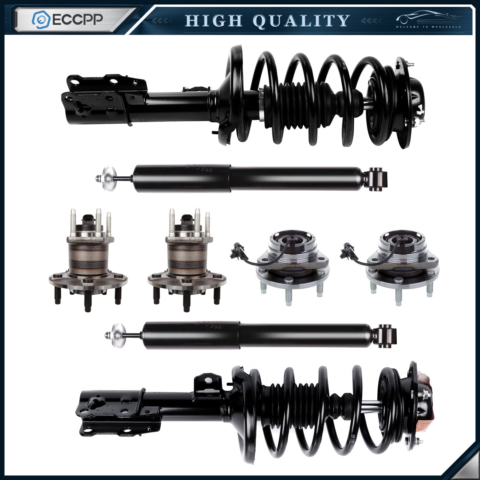 8pc Front Complete Struts Rear Shock Wheel Hub For Pontiac G6 Saturn Aura KOEEP