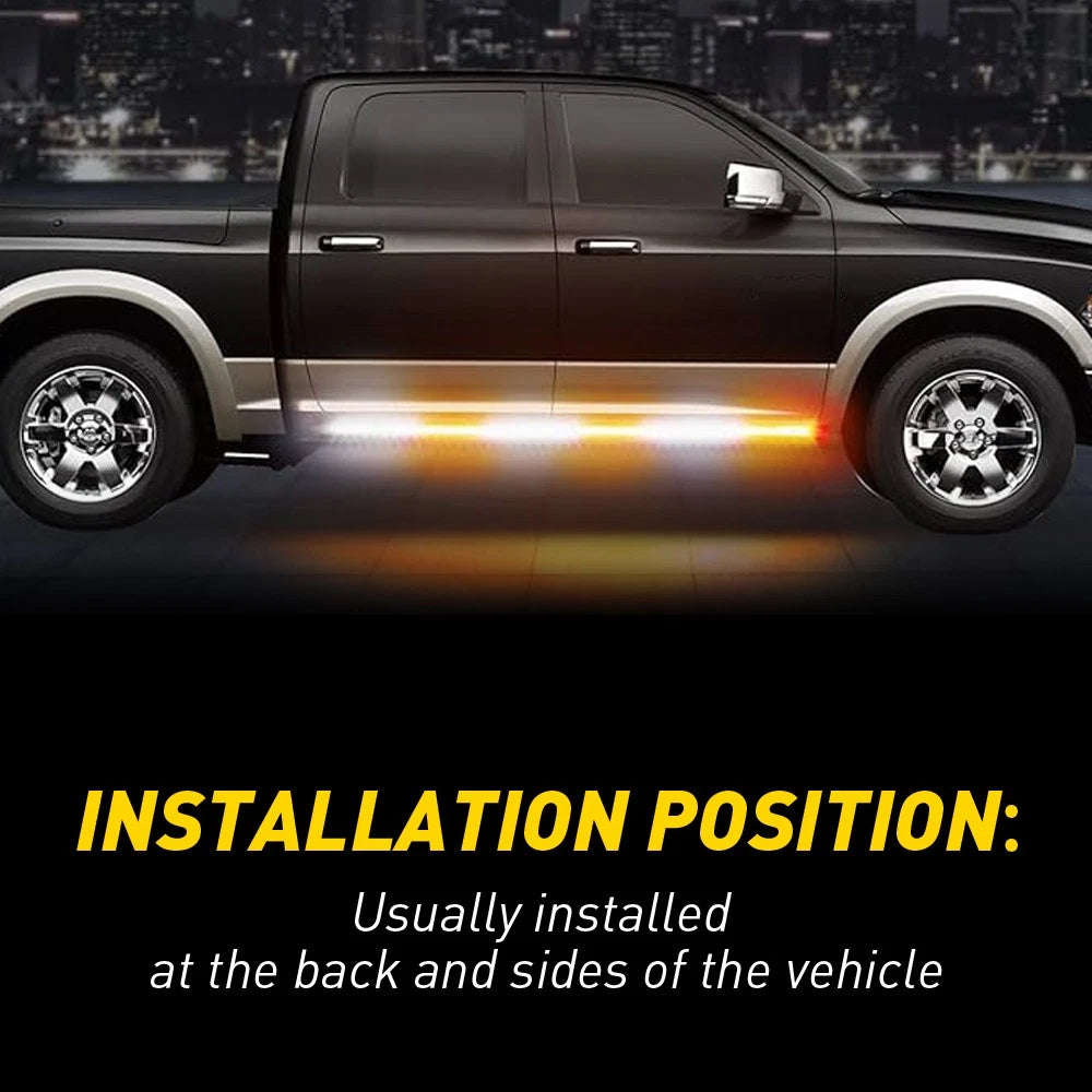 2x 60" Emergency Truck Tailgate Strobe Lights Strip Tail Light Bar Amber White A 6B93BC-57