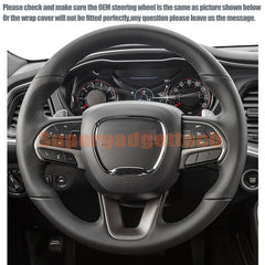 Glossy Carbon Fiber&Suede Steering Wheel Stitch on Wrap Cover For Dodge Charger