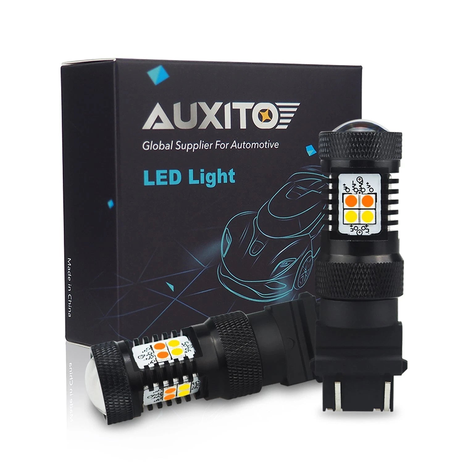 2X 3157 3457A White Amber Dual Color Switchback LED Turn Signal Light Bulb EA 6B93BC-57