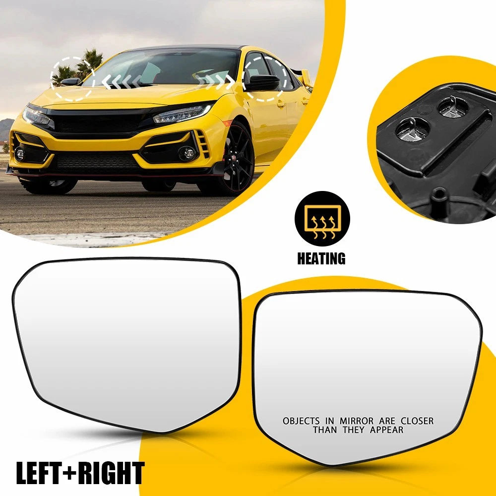 Pair Mirror Glass Power Driver Passenger Side For 2016 2017 18-2021 Honda Civic 6B93BC-57