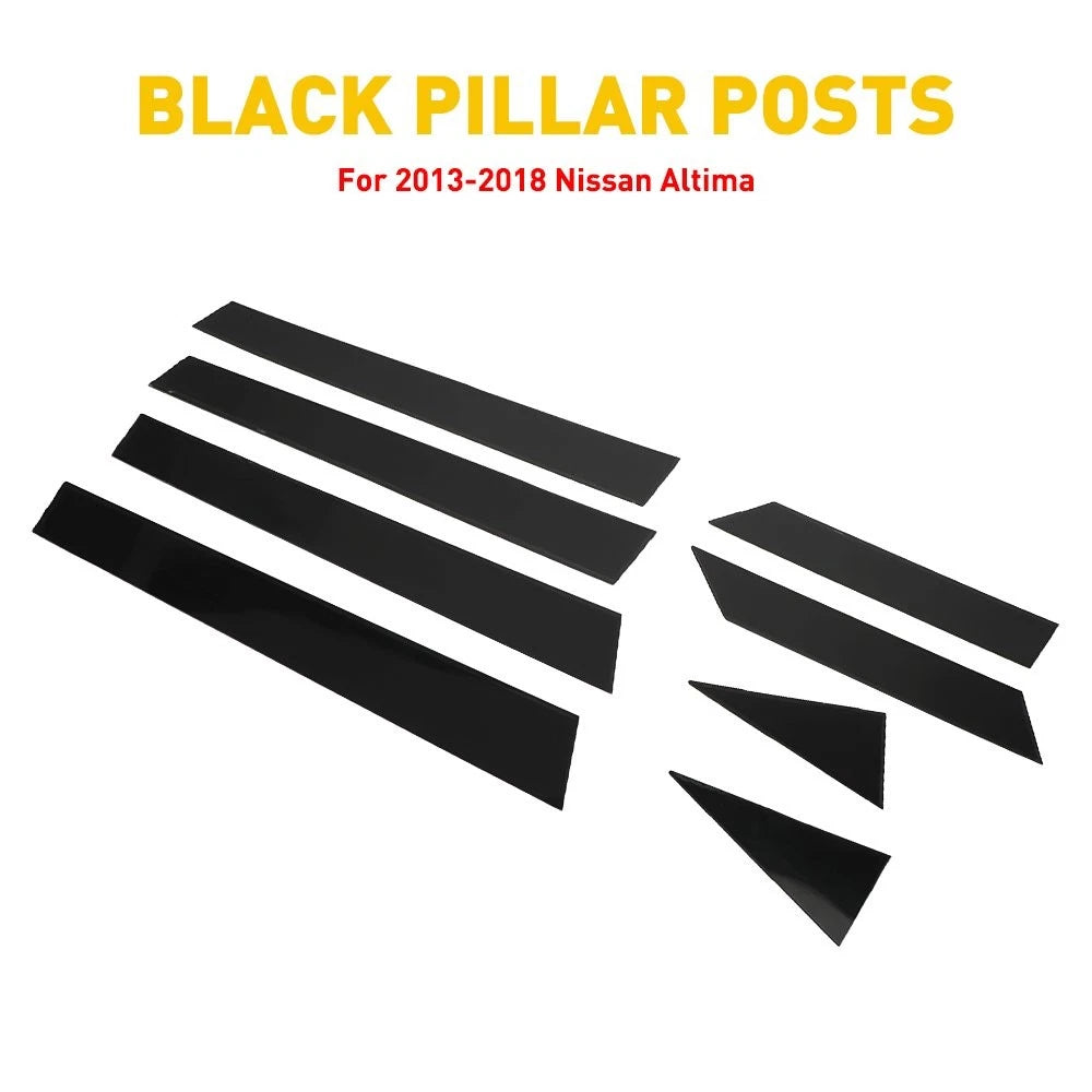 Fit For Nissan Altima 8PCS 2013-2018 Black Pillar Posts Window Door Trim Cover 6B93BC-57
