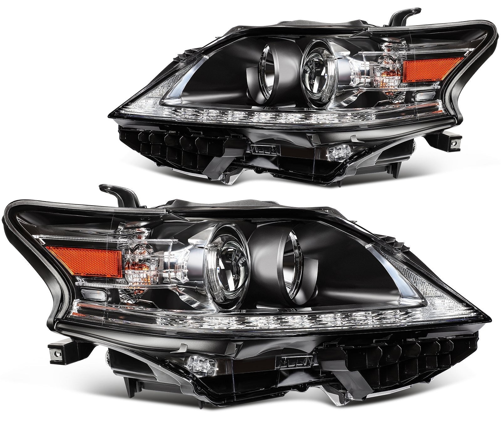 ECCPP Headlights Assembly For Lexus RX350 RX450h 3.5L 2013-2015 Pair Black Amber 6B93BC-57