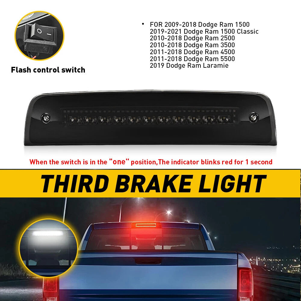 LED Third 3rd Brake Light Lamp Tail Cargo Fit 2009-2022 Dodge Ram 1500 2500 3500 6B93BC-57