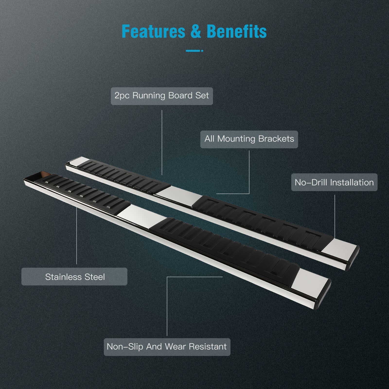 For 2019-2021 RAM 1500 Crew Cab 6" Side Steps Running Boards Nerf Bars Silver 6B93BC-57