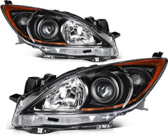 ECCPP Headlights Assembly For Mazda 3 Sport 2.0L 2.5L 2010-2013 Pair Black Amber 6B93BC-57