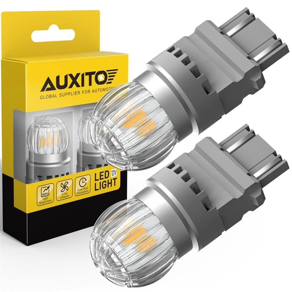 2X AUXITO 3157 4157 LED Amber Yellow Turn Signal Blinker Corner Light bulb 6T EA AUXITO