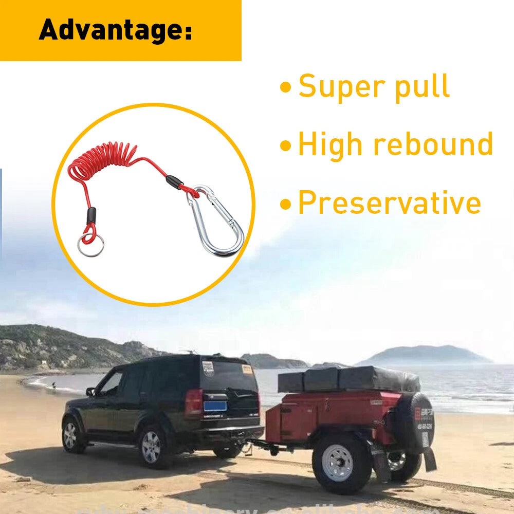 6FT Breakaway Trailer Cable Trailer Safety Spring Rope Coiled Brake Away Cable 6B93BC-57