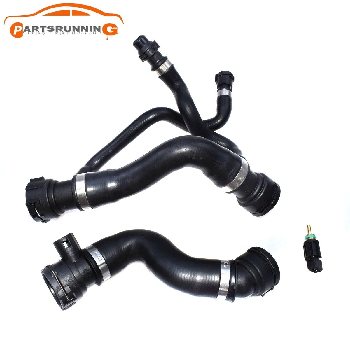 3 PCS Upper & Lower Radiator Hose Kit w Temperature Sensor SET For BMW 5-Series 6B93BC-57
