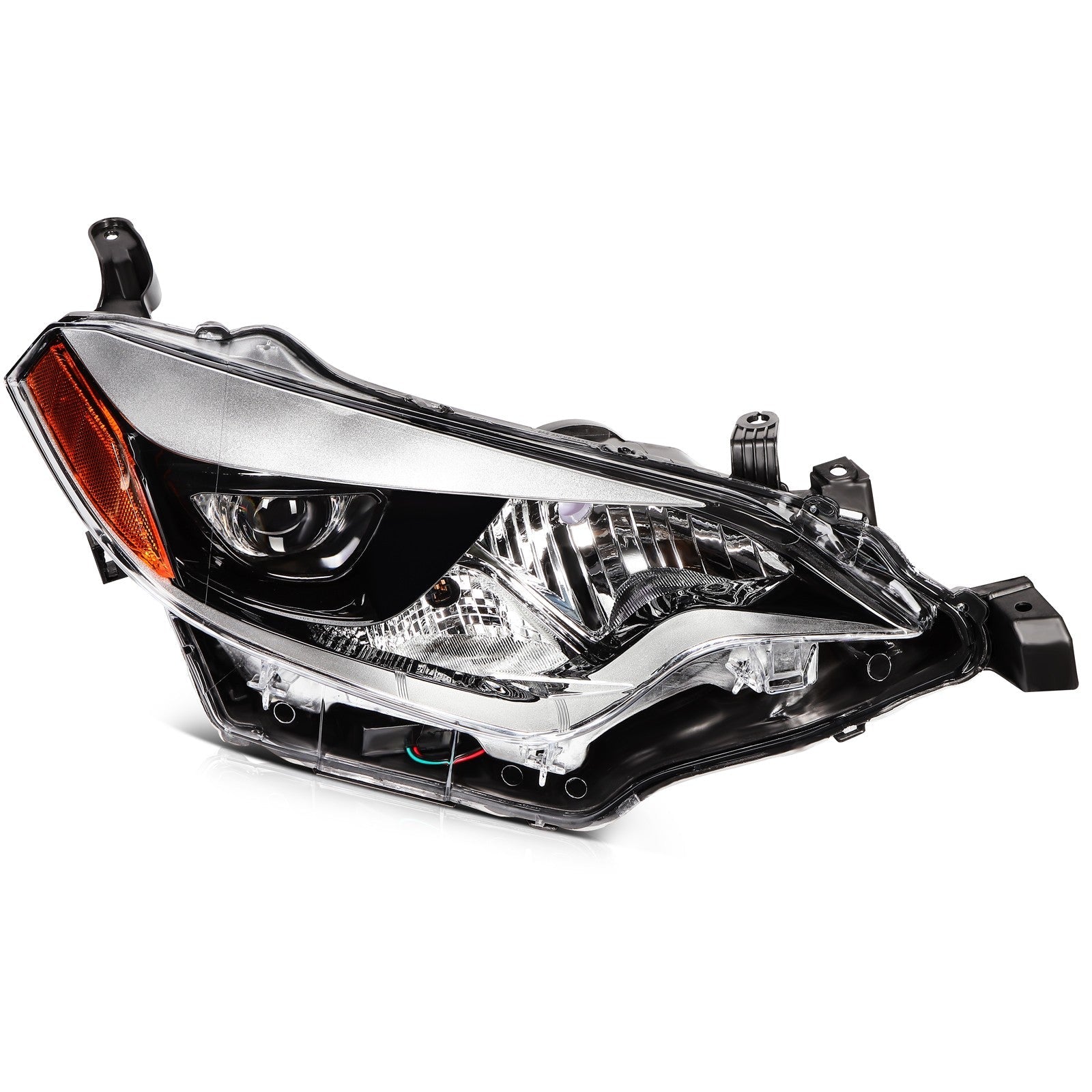 ECCPP Headlights Assembly For Toyota For Corolla 1.8L 2014-2016 Pair Black Amber ECCPP