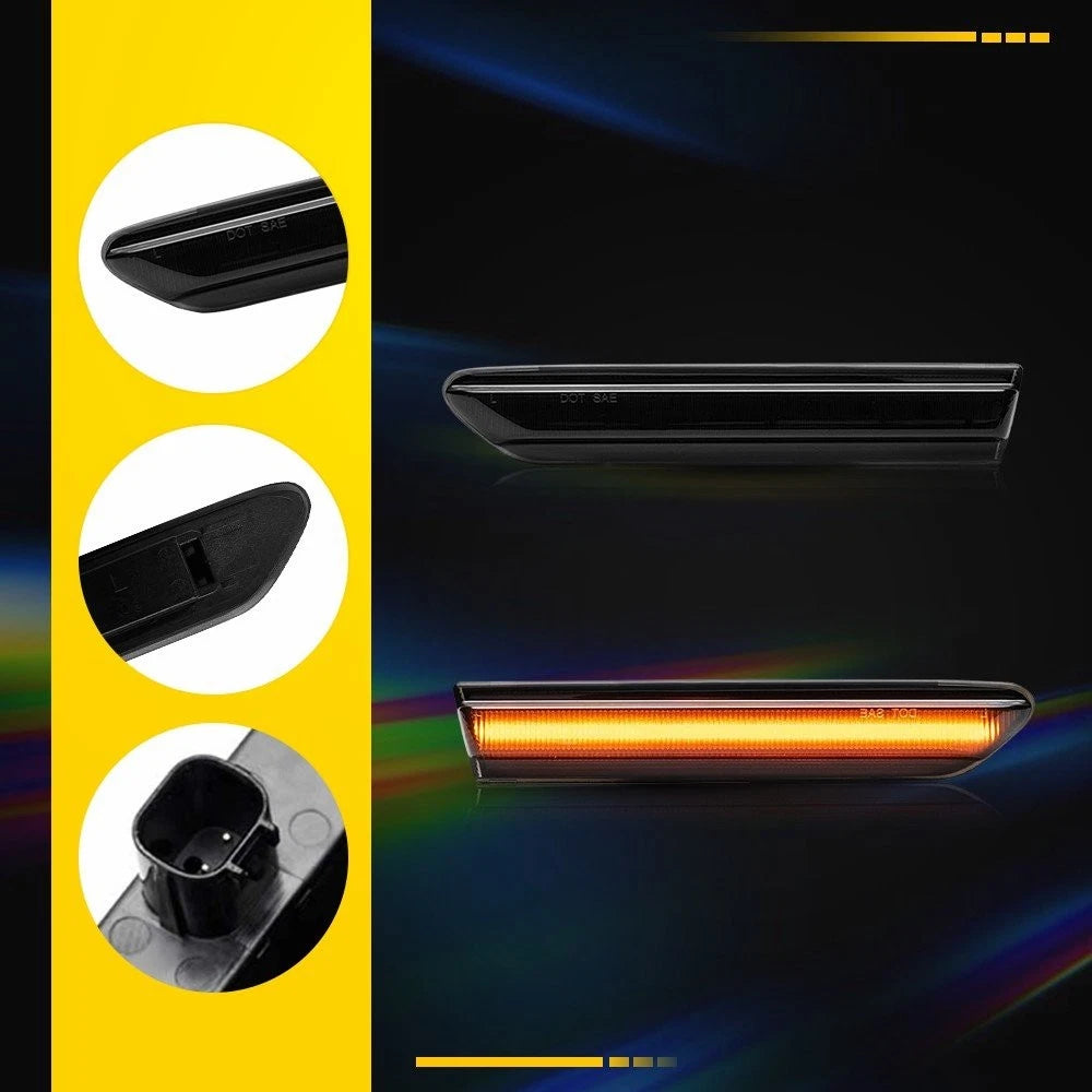 For 2004-2008 Acura TL Smoked Lens Amber LED Front Bumper Side Marker Light EOA 6B93BC-57