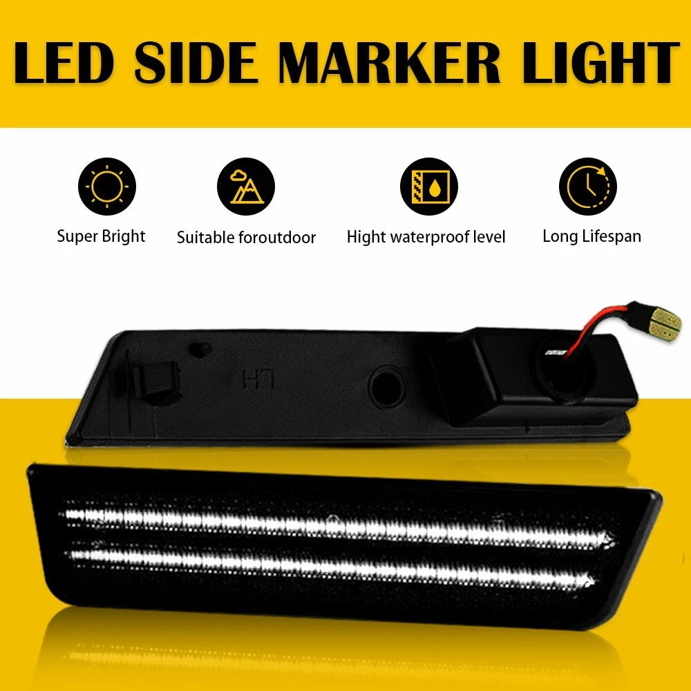 For 2011-2014 Dodge Charger White LED Smoked Rear Fender Side Marker Lights Lamp 6B93BC-57
