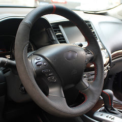 Top Leather Steering Wheel Hand-stitch on Wrap Cover For Infiniti JX35 QX60 Q70