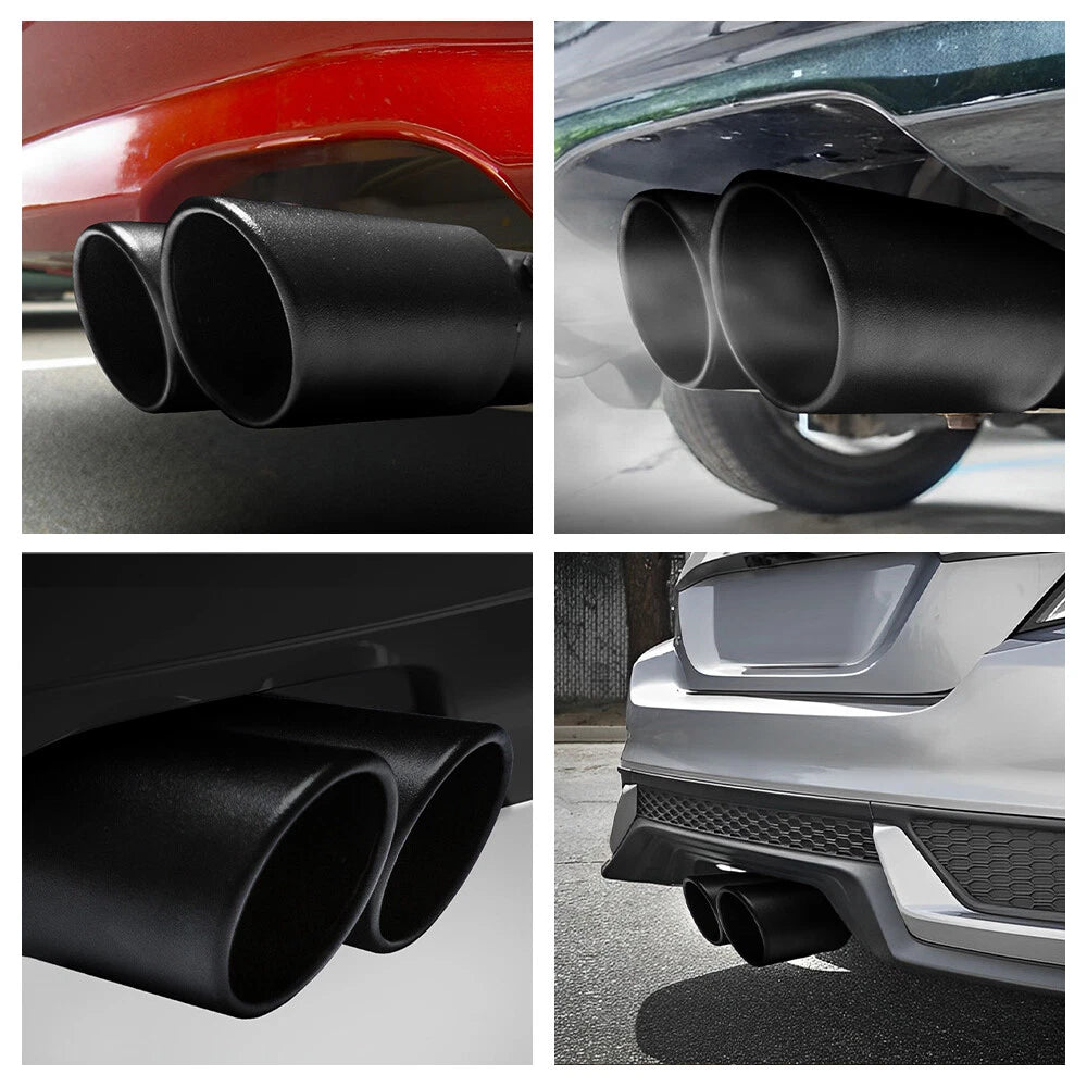 Black Car Stainless Steel Dual Exhaust Pipe Muffler Tip Tail Burnt Titanium EOA 6B93BC-57